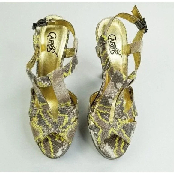 Carlos 8M Womens Cavort Platform Gladiator Yellow Animal/Snake Print Ankle Strap - Picture 8 of 12